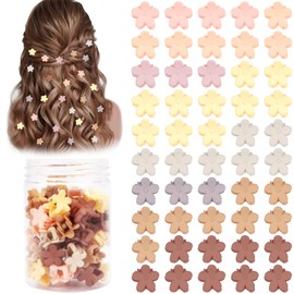 Atoden Mini Flower Hair Clips for Thin Fine Hair 50Pcs Small Claw Clips Floral Accessories for Women Girls Neutral Color