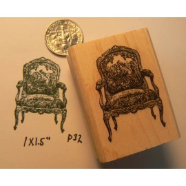 Dragonflylaser P32 fauteuil chair rubber stamp 1x0.7" miniature