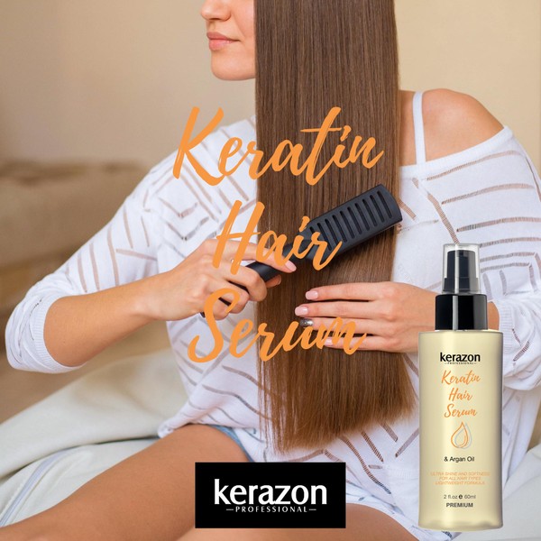 Keratin Hair Serum Argan Oil Vegan Smoothing Dry Damage Repair Treatment KERAZON