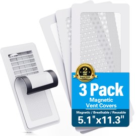 Magnetic Vent Screen Mesh Covers, Floor Vent Covers 3 Pack, for Floor, Wall & Ceiling Registers of Width 5" to 5.75", Length 11.2" to 11.75", Magnetic Air Vent Filter, White