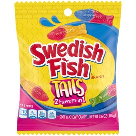 SWEDISH FISH Tails 2 Flavors in 1 Soft & Chewy Candy, 12 - 3.6 oz Bags