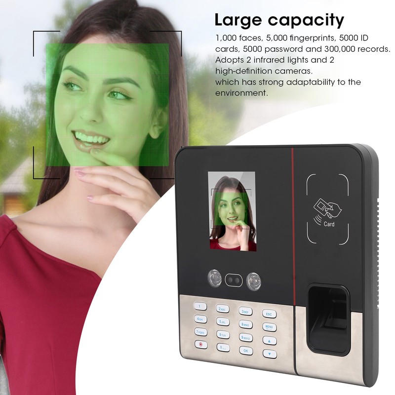 2.8in TCP/IP Time Attendance Face Fingerprint Password ID Card Recognition