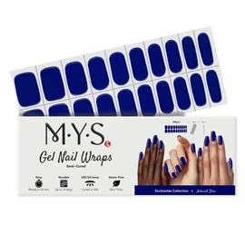 MYSc Gel Nail Wraps (Inkwell Blue) Semi-Cured Gel Nail Wraps, 20 UV Gel Strips for a Long-Lasting, Salon-Quality Manicure at Home, Easy to Apply, No Smudges, Easy to Remove, Works with Any UV Lamp