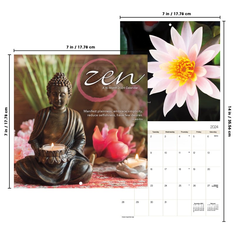 2024 Zen Mini Wall Calendar
