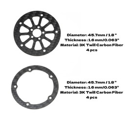 RampCrab 1.8" (46mm) Super Wheels, Carbon Fibre Beadlock Wheels, fit for SCX24, TRX4M, FCX24, CR18P, Style G
