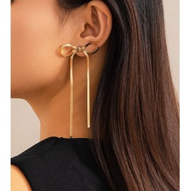 Chunky Gold Knot Earrings Geometric Drop Dangle Earrings Long Twisted Earrings Statement Earring Jewelry for Women