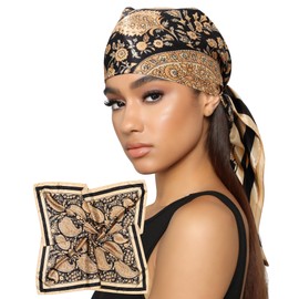 AWAYTR 35” Satin Head Scarf for Women Like Silk Scarf for Hair Scarf Satin Hair Bandana Women Headscarf Hair Wrap Scarf Neck (Light Camel)