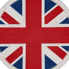 UK Circle Flag Great British Union Jack Patch Embroidered National Badge Applique Fastener Hook and Loop Emblem