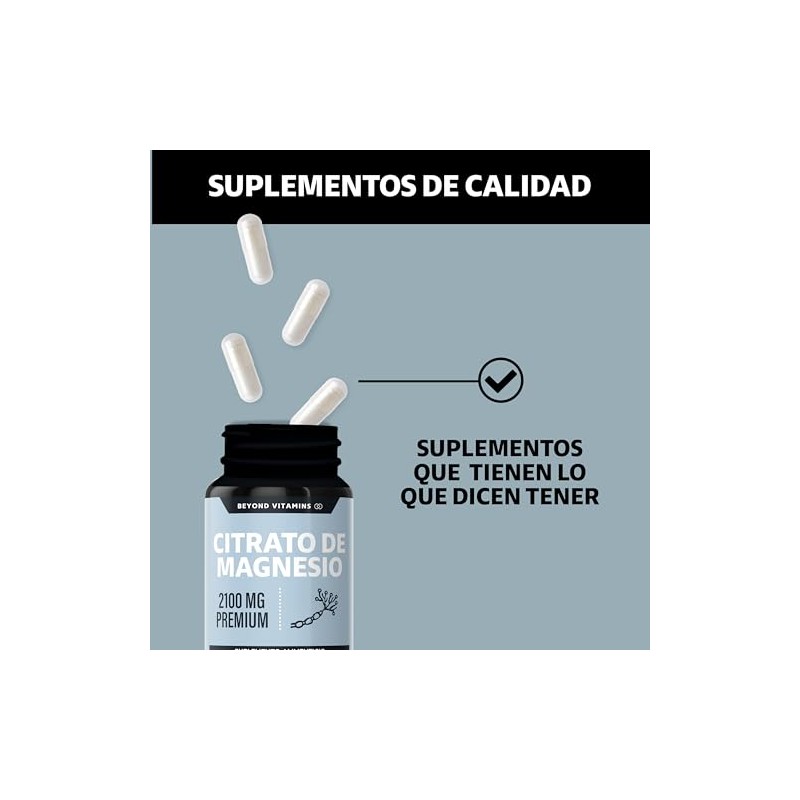 Beyond Vitamins Citrato de Magnesio 2100mg Magnesium Citrate de180 caps