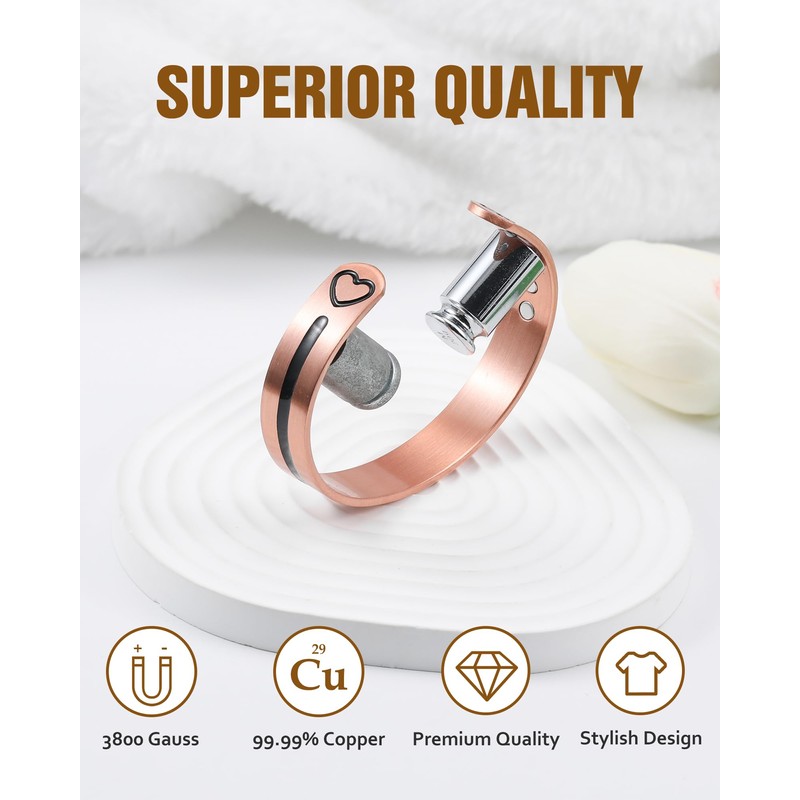 Jecanori Copper Magnetic Bracelets for Women, 99.99% Pure Copper Single