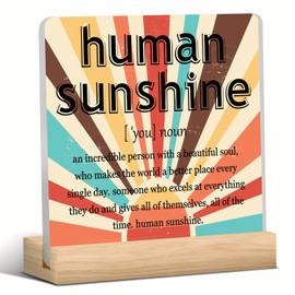 Human Sunshine Gift - Gifts for Coworker, Leader, Teacher, Coach, Mentor - Motivational Gift for Women Men - Human Sunshine Definition Acrylic Desk Sign Decor