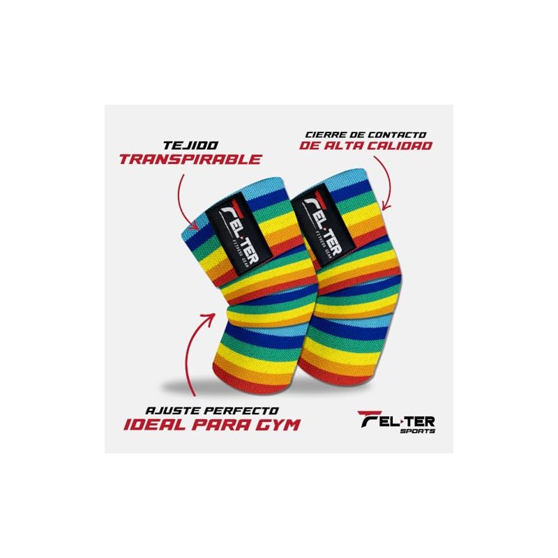 FELTER FITNESS Vendas para Rodillas Gym,Rodilleras elásticas Soporte para Levantamiento