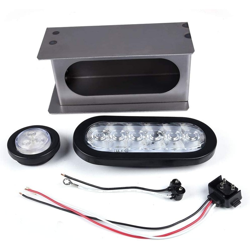 PIT66 2 Pcs Trailer Lights Steel Box with 6" Red