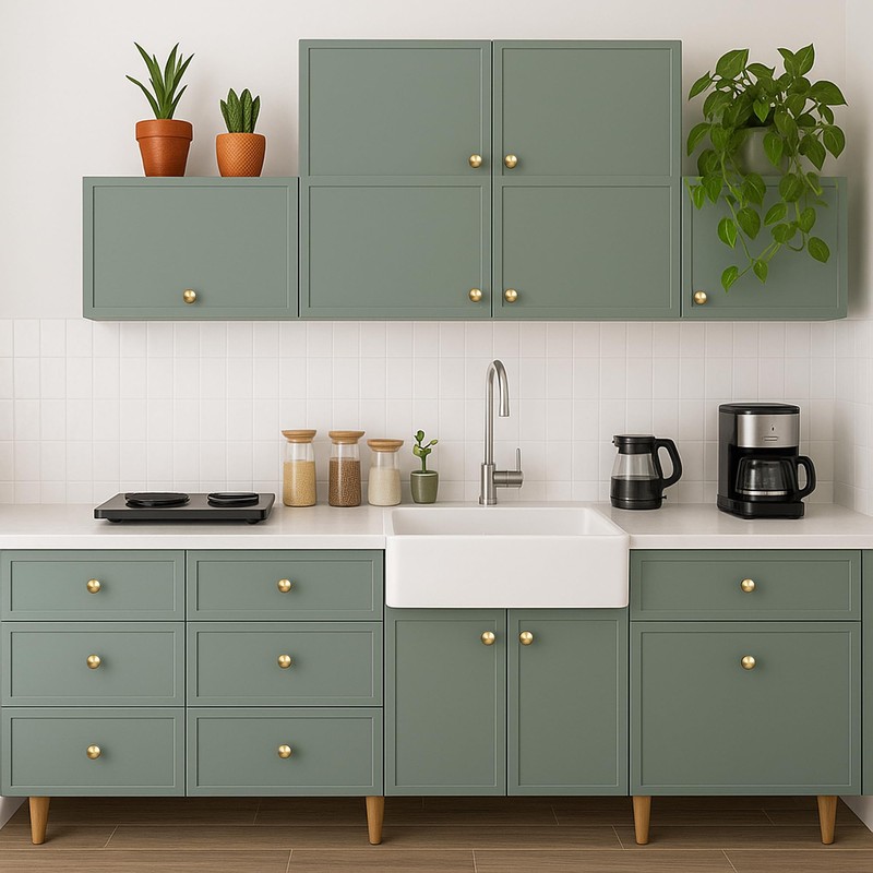 QOGRISUN 10-Pack Solid Brass Cabinet Knobs, Round Ball Gold Knobs