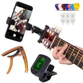 RockCheems RockCheems Guitar Beginners Kits - 1 Guitar Bass Head Phone Holder for Live Broadcast Video Recording,1 Guitar Capo,1 Guitar Electronic Tuner With Free Guitar Picks