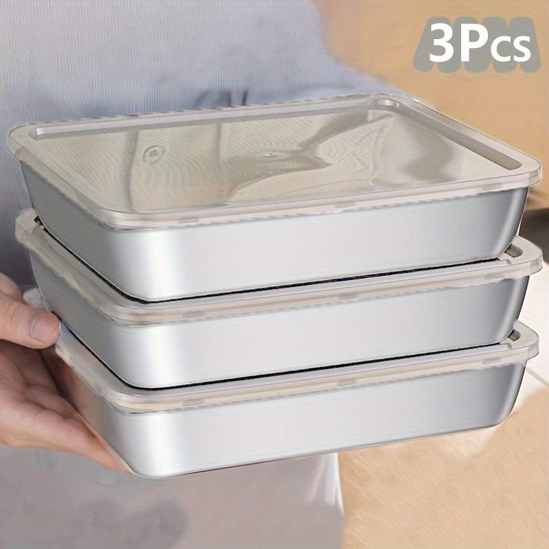 Stainless Steel Storage Container Set with Lid, Stackable Refrigerator Freezer