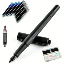 Pluma Fuente, Pluma Estilográfica de Punta Fina, Estilo Clásico de Lujo, 0.5mm Medium Point Tinta Líquida Negra Fuente De Punto Plumas de fuente de