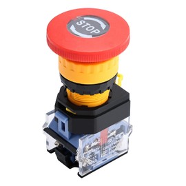 APIELE 22mm Red Stop Singal Mushroom Emergency Stop Push Button Switch 1NO1NC 600V 10 Amp (Type B)