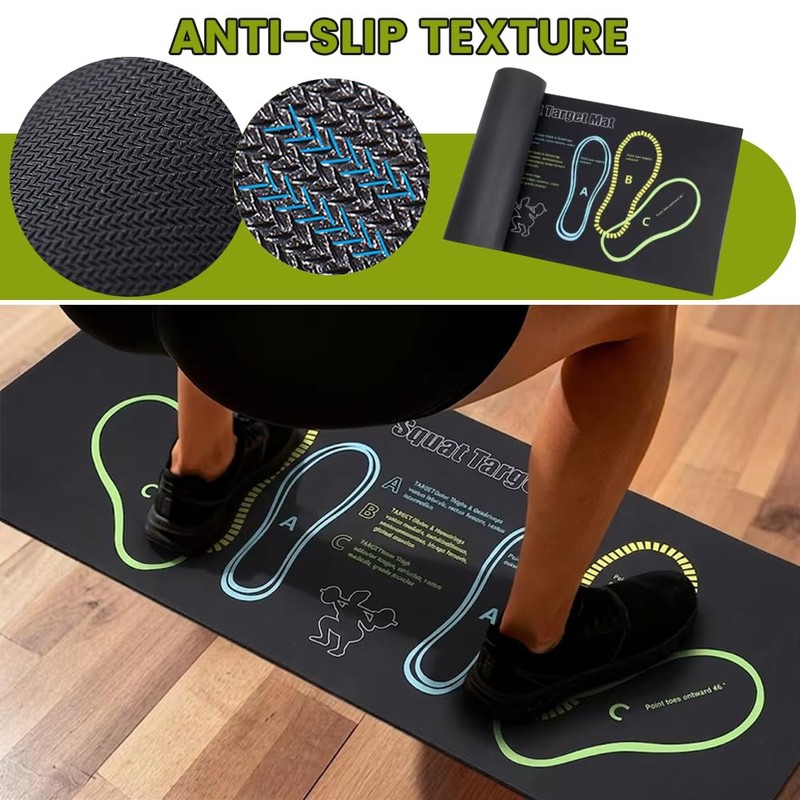 Squat Mat with Foot Position, 31.5" x 13.8" Non-Slip Exercise