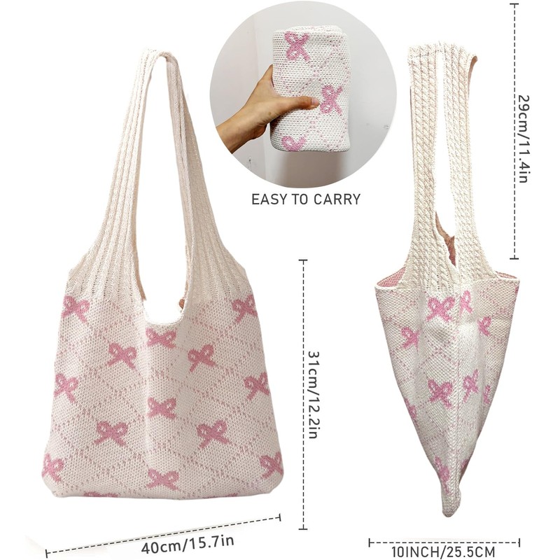 Stizimn Crochet Tote Bag Beach Mesh Knitted Bag Large Aesthetic