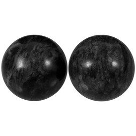 EXCEART 2 x Jade Ball Marble Hand Balls Chinese Health Stress Exercise Release Balls Massage Natural Stone Baoding Balls Collection for Elderly Black