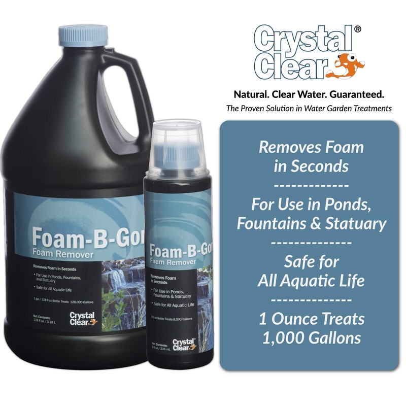 CrystalClear Foam-B-Gone Pond Foam Remover - 1 Gallon Treats Up
