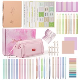 MoKo Bible Journaling Kit, 58Pcs Bible Study Supplies with Pencil Case, Highlighters, Pens, Tabs, Notebook, Study Kit for Mother's Day Gift, Christian Gifts