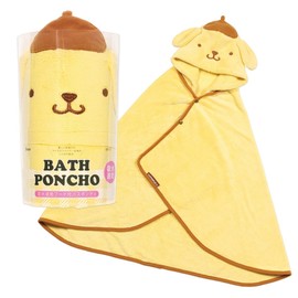 Skater BPO1-A Sanrio Water Absorption Quick Drying Hooded Bath Poncho Pom Pudding, Height 42.5 x Width 36.2 inches (108 x 92 cm)