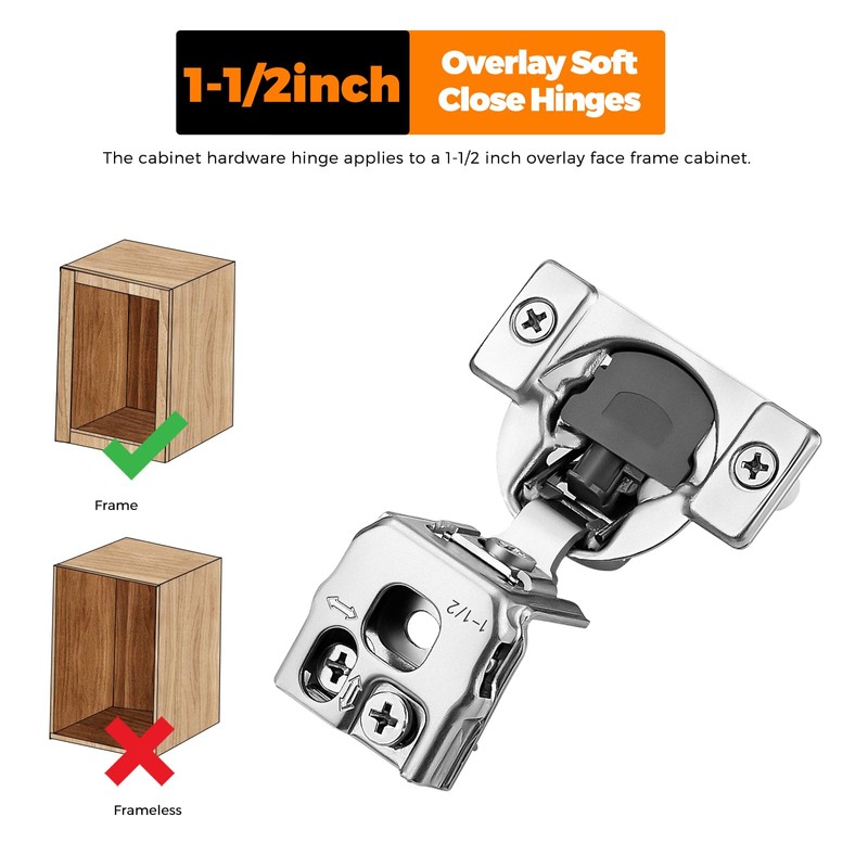 Ravinte 5 Pair 10 Pack 1-1/2 Inch Overlay Soft Close