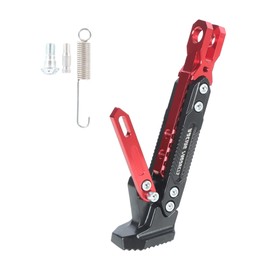 GXYWADY Motorcycle Universal Foot Side Bracket Adjustable Support Kickstand CNC Aluminum Alloy Tripod Holder Parking Crutch Holder Kit Red
