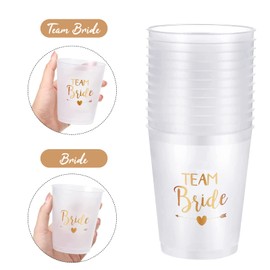 Pack of 12 Team Bride Mugs, JGA Mugs, Reusable Bachelorette Party Cup with 6 Models, Rose Gold Foil Team Bride Straws for Bridal Shower, Engagement Party, Bachelorette Party, Women Party