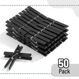 Mr. Pen- Natural Wood Clothes Pins, 50 Pack, 2.9 Inch, Black, Rust Resistant
