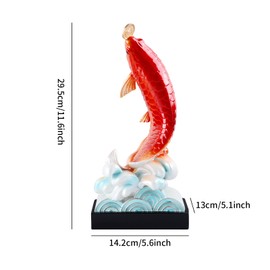 Chinese Fengshui Decor Fish Statue, Feng Shui Fish Statue, Handmade Lucky Fish Statue, Resin Fish Statue for Wealth and Success, Arowana Fish Statue Tabletop Decor for Home and Office Décor