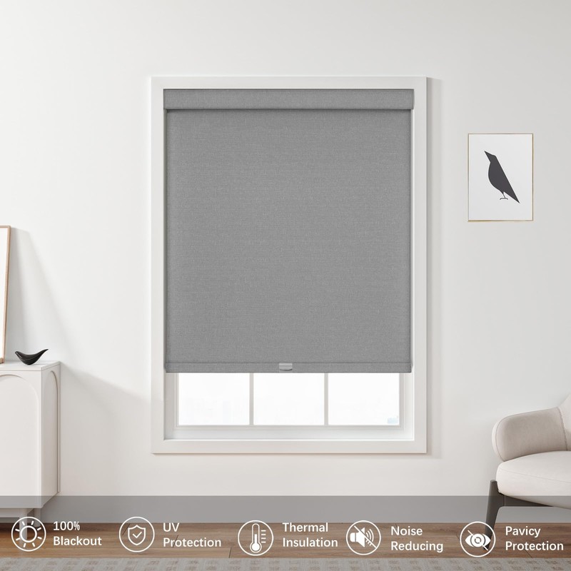 NUTRO CHILL Blackout Window Blinds Cordless, Spring System Window Shades