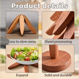 Wooden Trivets for Hot Dishes – Tree Shape Trivet Set, Heat-Resistant Pot Holders, 4-Piece Trivets with Stand for Kitchen Counter, Protects Surfaces from Hot Pots & Pans