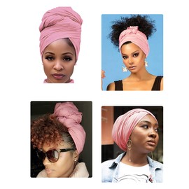 Harewom Head Wraps for Black Women Stretchy Head Scarf African Hair Wraps for Dreads Locs Natural Hair Turban Headwraps Jersey Tie Headbands(Pink and Rose)