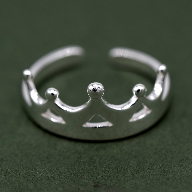 Kualitas Genuine 925 Sterling Silver Crown Toe Adjustable Ring