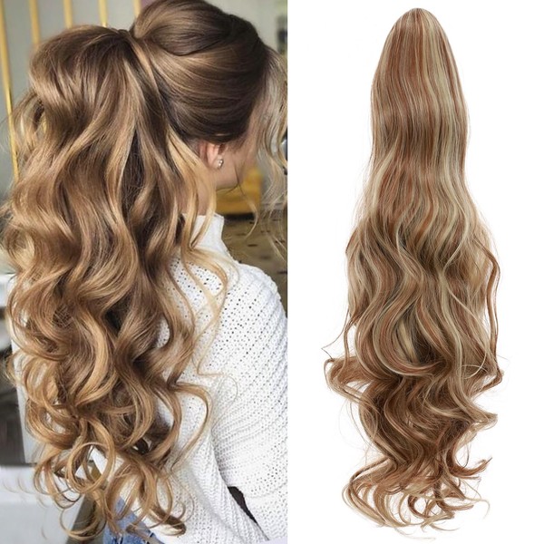 Benehair Ponytail Extensions 24 Inch Long Curly Wavy Drawstring Ponytail