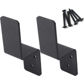 KSWLOR 2x4 Door Barricade Brackets Heavy Duty Metal Drop Open Bar Security Door Lock Bracket | Door Barricade Closed Bar Holder with Pin Hole | Easy and Effective Security Measure (2)