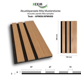 HEXIM Mila Acoustic Panels Wood Sample Piece - Flexible Wall Panels Wall Decoration Wooden Panels Wall Combination Panel Wall Cladding Indoor Sound Insulation Acoustic Felt Brown Teak