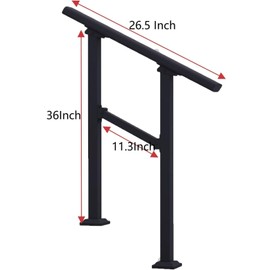 Hand Rails for Outdoor Steps，Stair Handrail & Indoor Stair Railing Kit，Railings for Outdoor Steps for Fence & Outdoor Steps (1, Black-Straight, 2 Step)