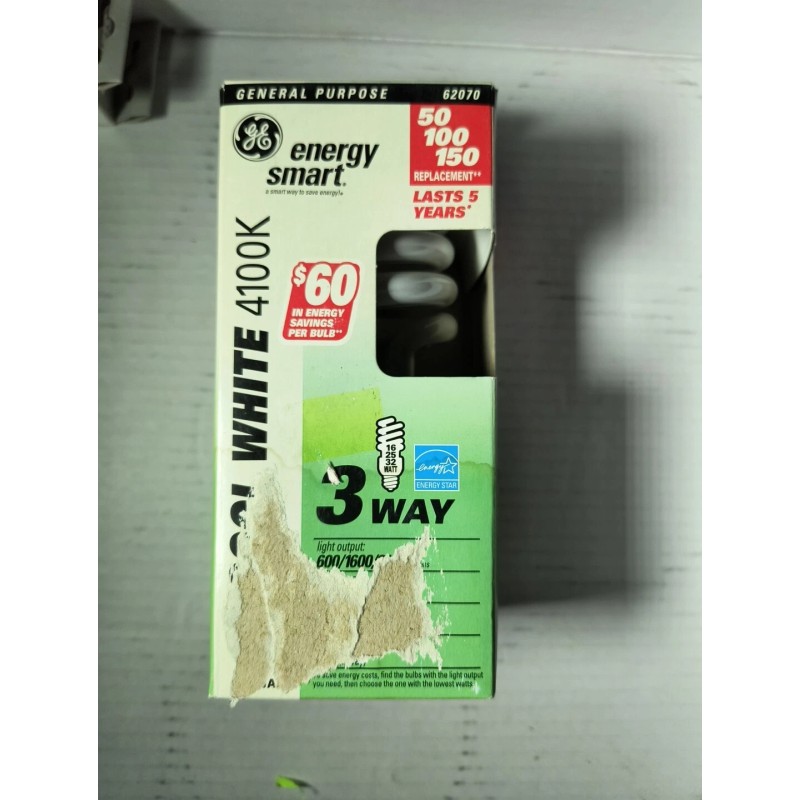 GE Energy Smart CFL 3 Way Cool White Bulb. 50/100/150