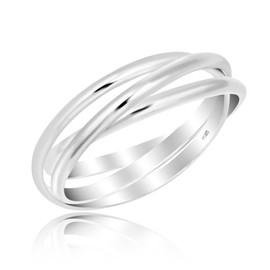 AeraVida Interconnected Trinity Band .925 Sterling Silver Ring | Elegant Wedding Rings For Women | Casual Comfort Fit Silver Rings for Women | Couple Unisex Ring (11)