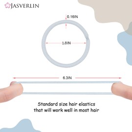 JASVERLIN Gray Hair Ties Elastics Ponytail Holder Scrunchies For Women Girls Thick Thin Fine Hair No Crease No Damage Super Stretch Hairbands 4mm 50 pcs (Light Gray)