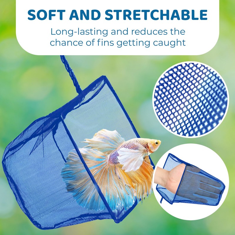 SunGrow Betta Fish Net, Protect Delicate Fin, 5x4 Inches with
