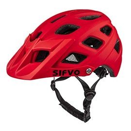 SIFVO Youth Bike Helmet, Mountain Bike Helmet with Removable Visor, Adjustable and Lightweight, Bike Helmet for Kids Boys and Girls Ages 10+ Older Children (55-58 cm), Red
