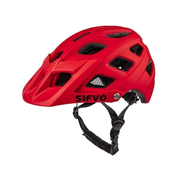 SIFVO Youth Bike Helmet, Mountain Bike Helmet with Removable Visor, Adjustable and Lightweight, Bike Helmet for Kids Boys and Girls Ages 10+ Older Children (55-58 cm), Red