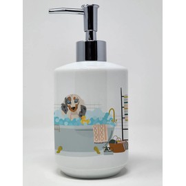 Caroline's Treasures WDK5579SOAP Longhair Cream Dapple Dachshund Ceramic Soap Dispenser Hand Soap Dispenser Pump Bottles for Bathroom Kitchen, Empty Refillable Liquid Soap Container