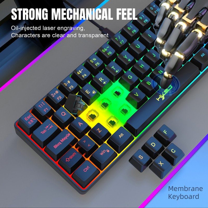 HXSJ V200 Wired K68 RGB Streamer Mini Gaming Keyboard 19-Key