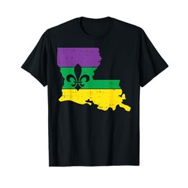 New Orleans Louisiana Map Jester Funny Mardi Gras Carnival T-Shirt